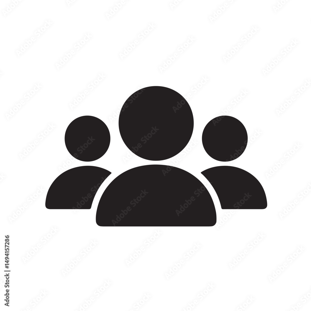 Group Glyph Vector Icon – Minimalist People Silhouette on White Background Group Glyph Vector Icon – Minimalist People Silhouette on White Background