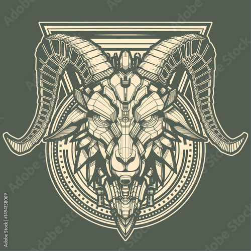 Geometric Ram Head Illustration 