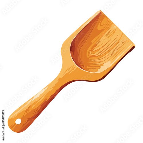 Broad Wooden Spatula Kitchen Tool - Vector Illustration