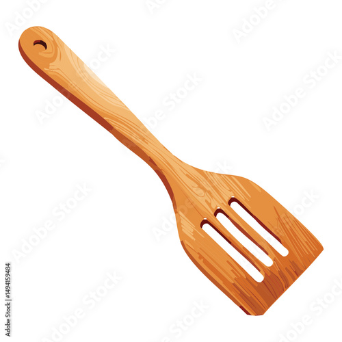 wooden kitchen spatula - vector illustration