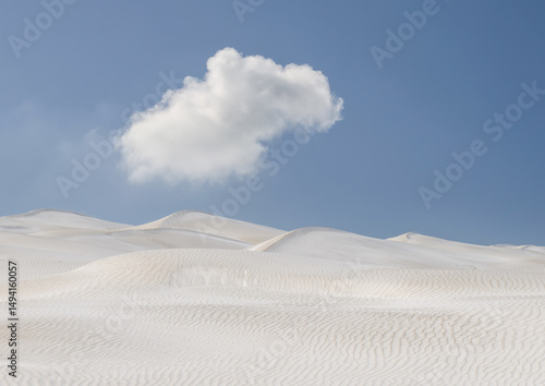Fototapeta Naklejka Na Ścianę i Meble -  White sand hills and one white fluffy cloud