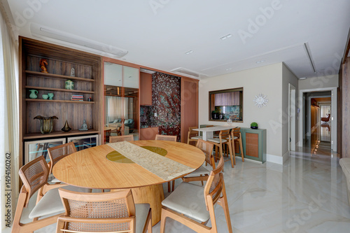 Modern and elegant apartment interior in Brazil with integrated living space, natural light, and contemporary design — perfect for real estate, architecture, or interior decor

