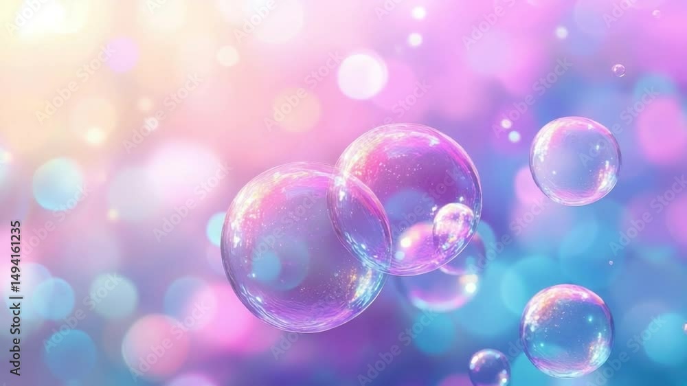 Colorful Bubbles Floating Against a Vibrant, Blurred Background with Bokeh Effect in Soft Pastel Shades 4k video footage Colorful Bubbles Floating Against a Vibrant, Blurred Background with Bokeh Effect in Soft Pastel Shades 4k video footage