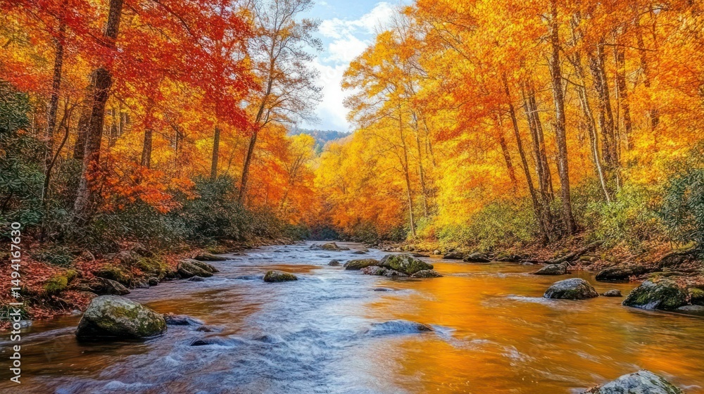 Autumnal forest stream Autumnal forest stream