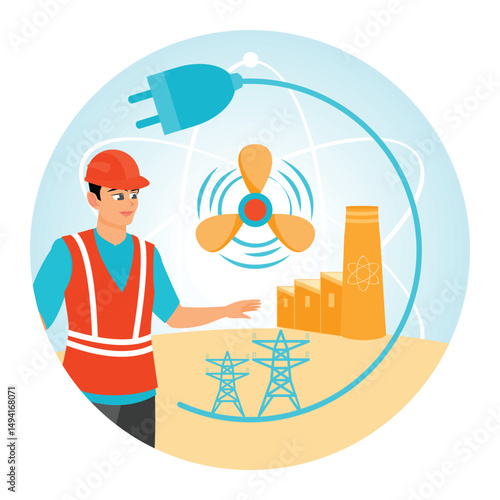 Engineer Overseeing Nuclear Energy Ecological Environment.