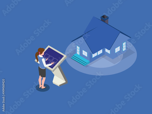 Smart Home Design and Technology Isometric Illustration