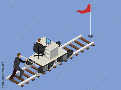 Isometric Illustration of Workplace Productivity
