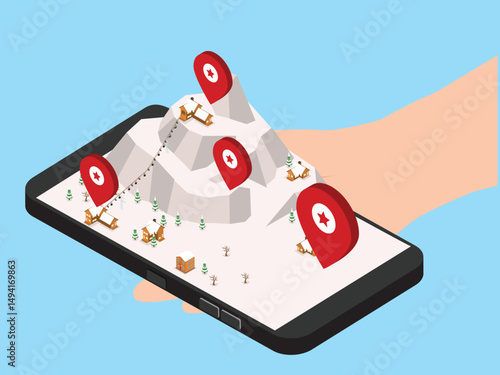 travel app for finding holiday accommodations or ski resorts