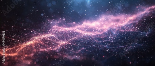 Wallpaper Mural Abstract cosmic landscape with pink and blue nebulae, shimmering particles, and a sense of depth Torontodigital.ca