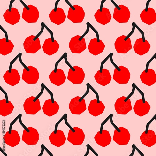 Vector seamless cherry pattern.