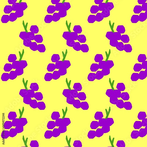 Vector seamless grape pattern with black dots. 