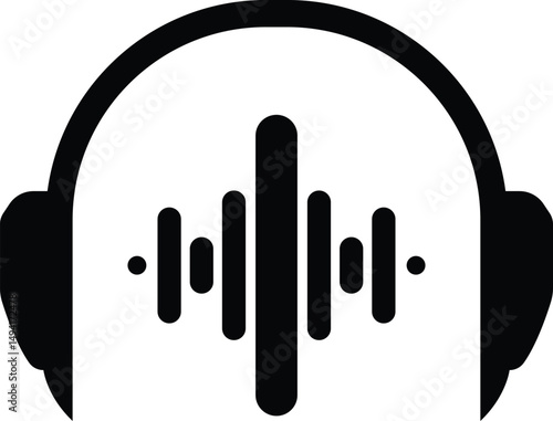 Stylish Headphones Icon with Audio Waves. EPS-10.