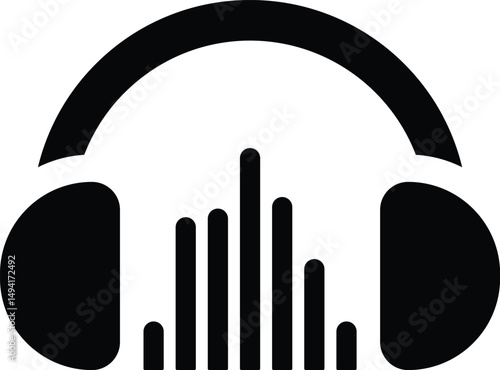 Stylish Headphones Icon with Audio Waves. EPS-10.
