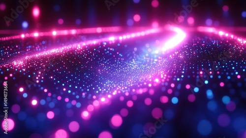 Abstract vibrant glowing particles