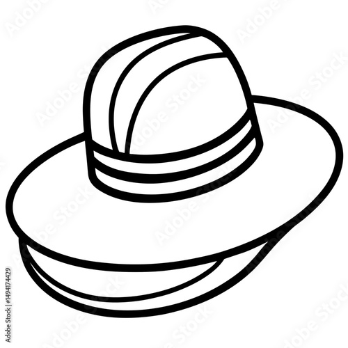 Sun Hat Silhouette Vector – Black on White