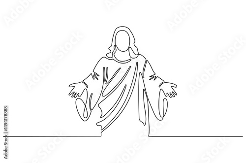 Continuous one line drawing of Jesus christ. Single line drawing illustration of Lord jesus. Happy Ascension Day concept vector art. Doodle line illustration.