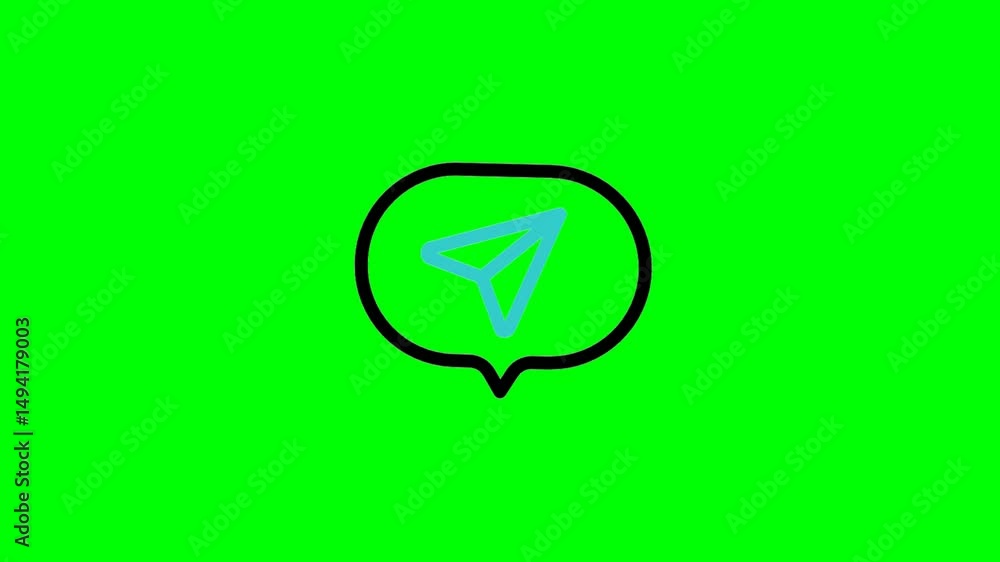 direct icon animation on green screen background, message sent direct icon animation on green screen background, message sent