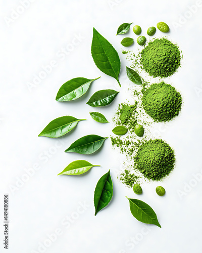 Wallpaper Mural Refreshing Green Tea Leaves and Brewed Drink: Natural, Healthy, and Antioxidant-Rich Beverage Torontodigital.ca