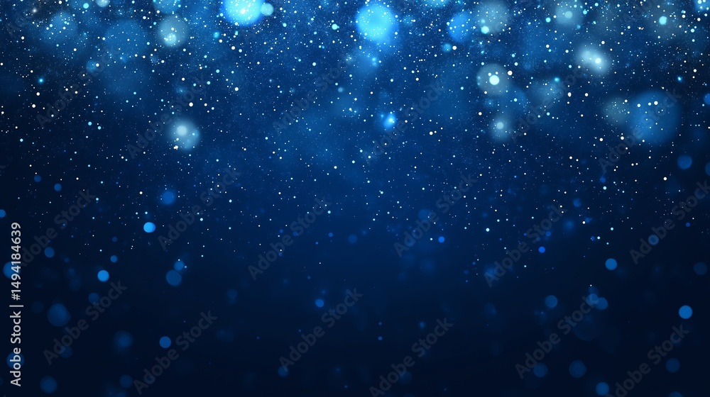Fototapeta premium Colorful Bokeh Lights on Deep Blue Background, Minimalist Vector Illustration for Party and Holiday Themed Projects