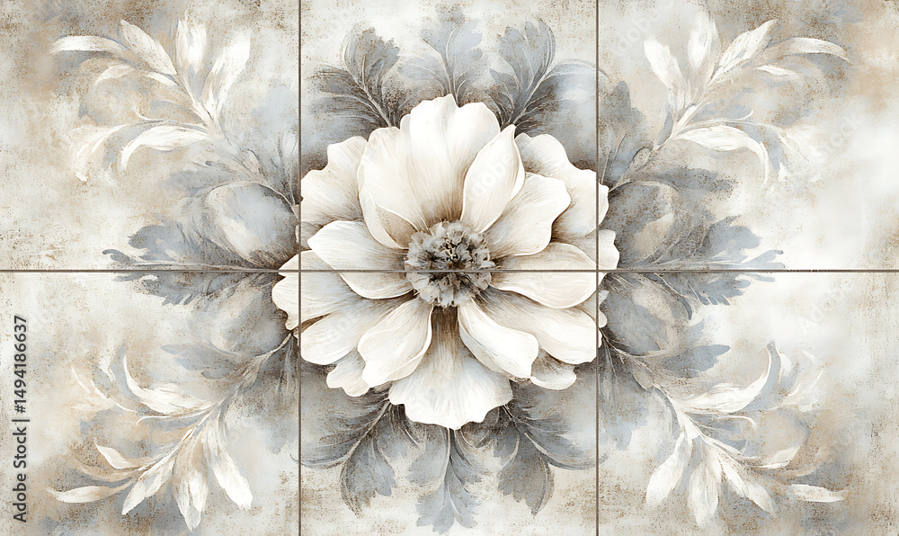 Seamless floral tile patterns combining cultural, modern