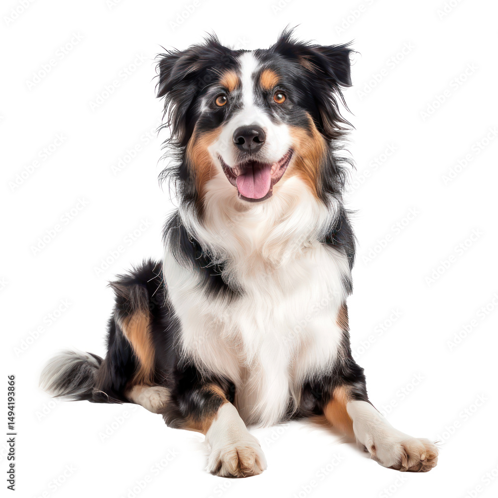 Australian Shepherds front view full body isolate on white background, Australian Shepherds front view full body isolate on white background,