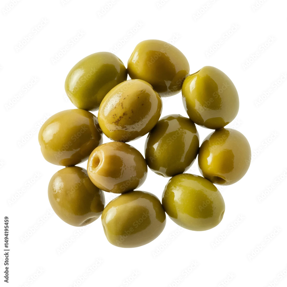 green olives food isolated on white and transparent background green olives food isolated on white and transparent background