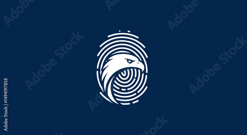 Stylized Eagle Head Profile Inside Fingerprint Pattern Security Identity Concept