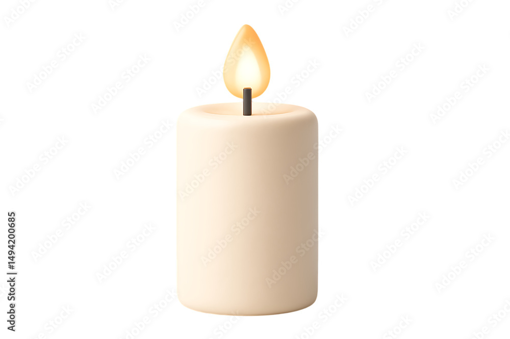 Candle Flame PNG Beige Pillar Light with Bright Center Glow Flame Candle Flame PNG Beige Pillar Light with Bright Center Glow Flame