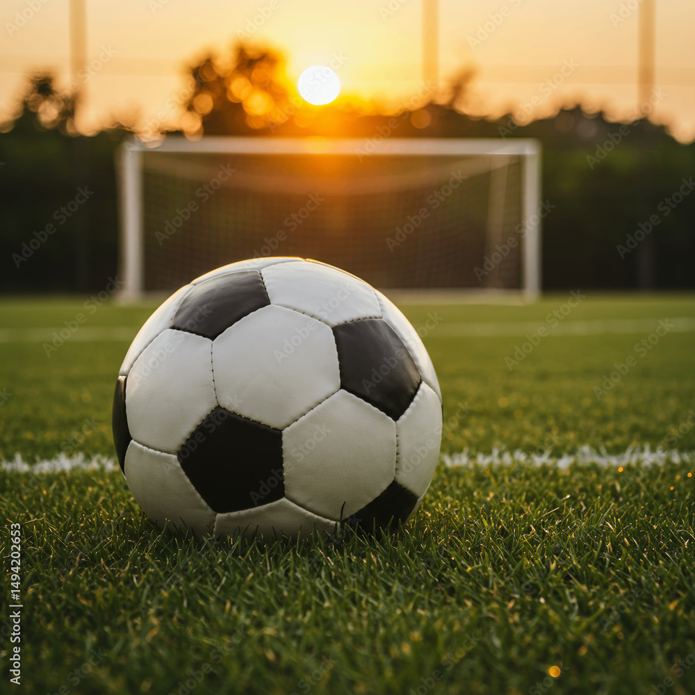 Obraz premium soccer ball in front of the goal