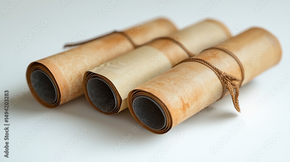 Fototapeta premium Antique scrolls, tied with rope