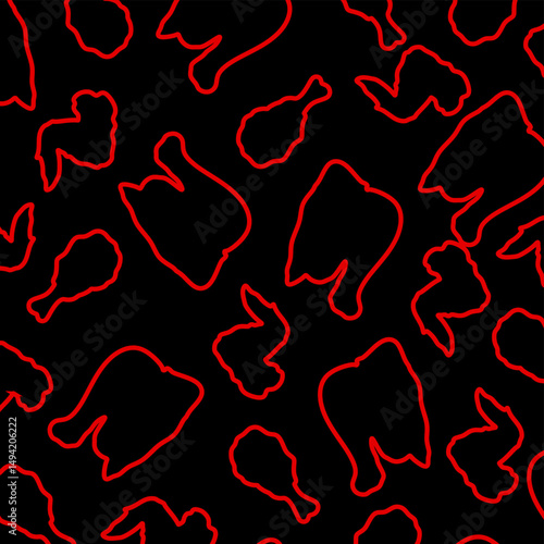 Fried chicken seamless pattern Design Template. Fried chicken outline pattern Perfect for design menu cafe, bistro, restaurant, label and packaging