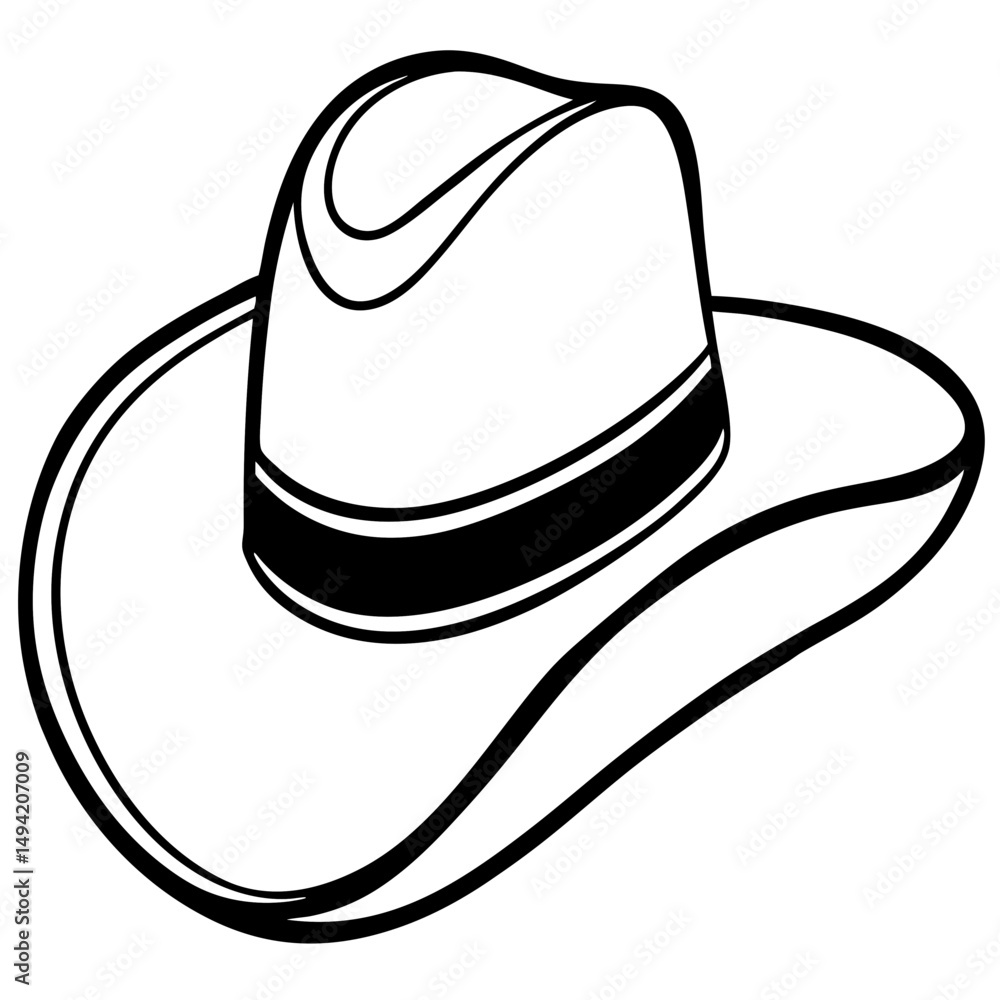 Cowboy Hat Silhouette – Black Vector on White Background Cowboy Hat Silhouette – Black Vector on White Background