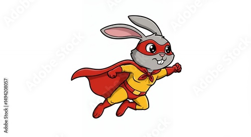 Cute superhero rabbit cartoon illustration