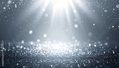 光輝く銀色の空間に未来的な背景。中央ライトアップ。Futuristic background with shiny silver space. Center illuminated.