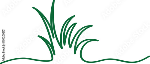 Simple Green Grass Blades on White