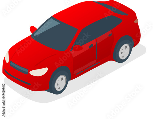 Isometric illustration of a modern car in vector style