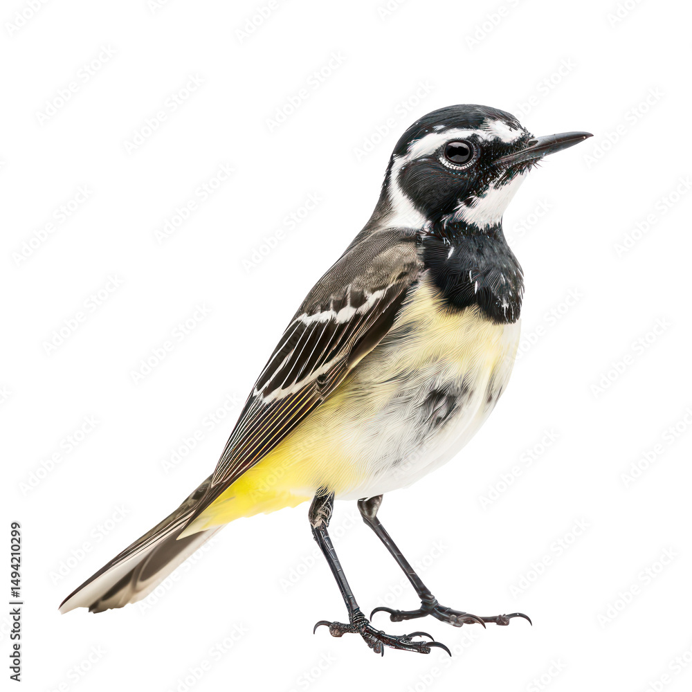 Fototapeta premium Wagtail bird front view full body isolate on white background
