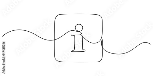 Single line drawing of a exclamation point, Continuous linear drawing of exclamation mark. Single-line drawing of an exclamation mark. Exclamation mark in one line style. Vector illustration.