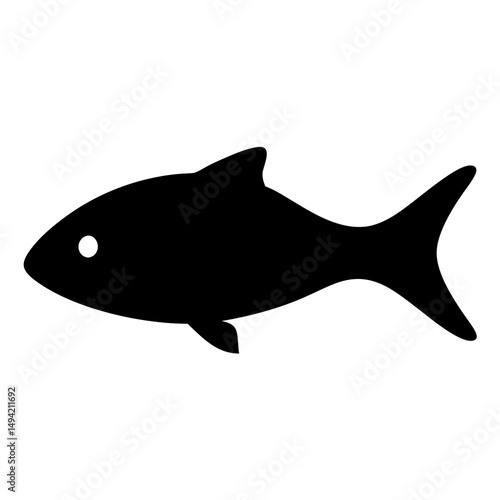Silhouette of a Fish with a White Eye on a White Background