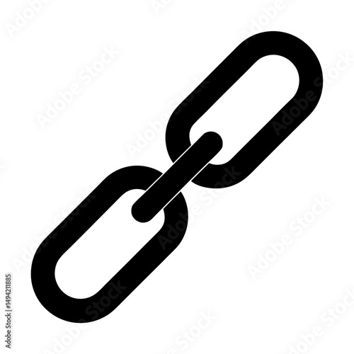 Simple isolated black chain link illustration on a white background image