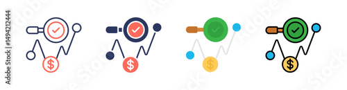 Sales Forecast Multi Style Icon Set Vector 