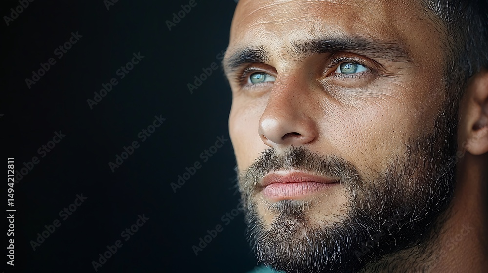 Obraz premium this is a close up of a man with a beard and blue eyes