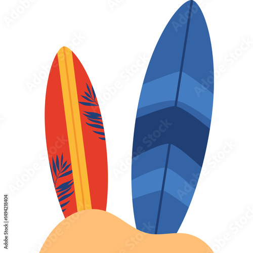 Surf Board with Sand Illustration
