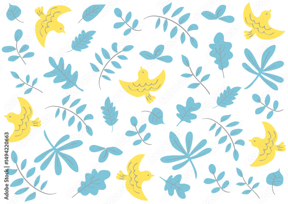 Obraz premium 北欧風花柄パターン