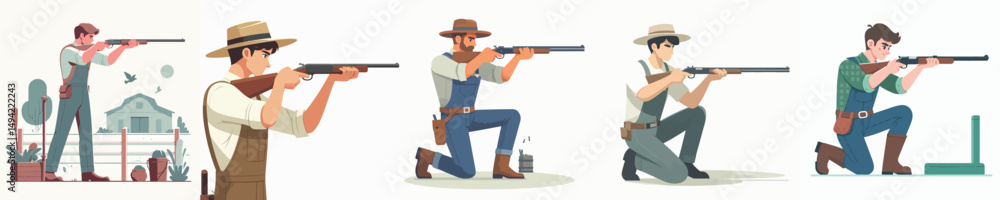 farmer character vector practicing shooting farmer character vector practicing shooting