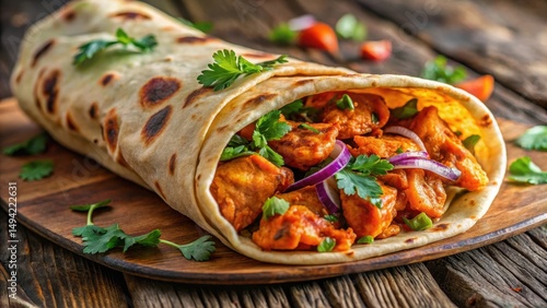 Aromatic wrap filled with spicy chicken tikka masala