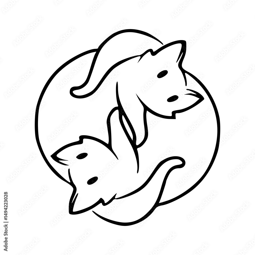 Fototapeta premium yin and yang cats symbol