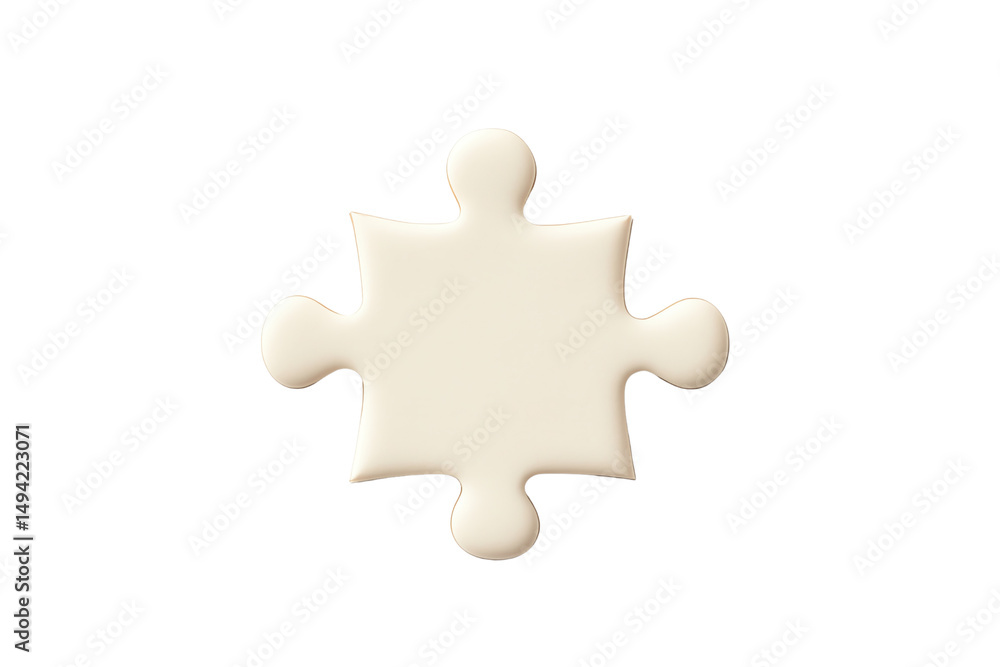 Single cream-colored jigsaw puzzle piece with interlocking edges. Single cream-colored jigsaw puzzle piece with interlocking edges.
