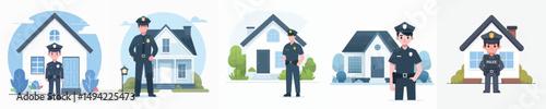 police vector standing in front of house