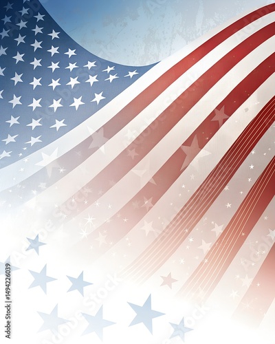 “Vertical gradient background fading from American flag texture at the top to pure white at the bottom, modern and clean design with subtle patriotic tone”
